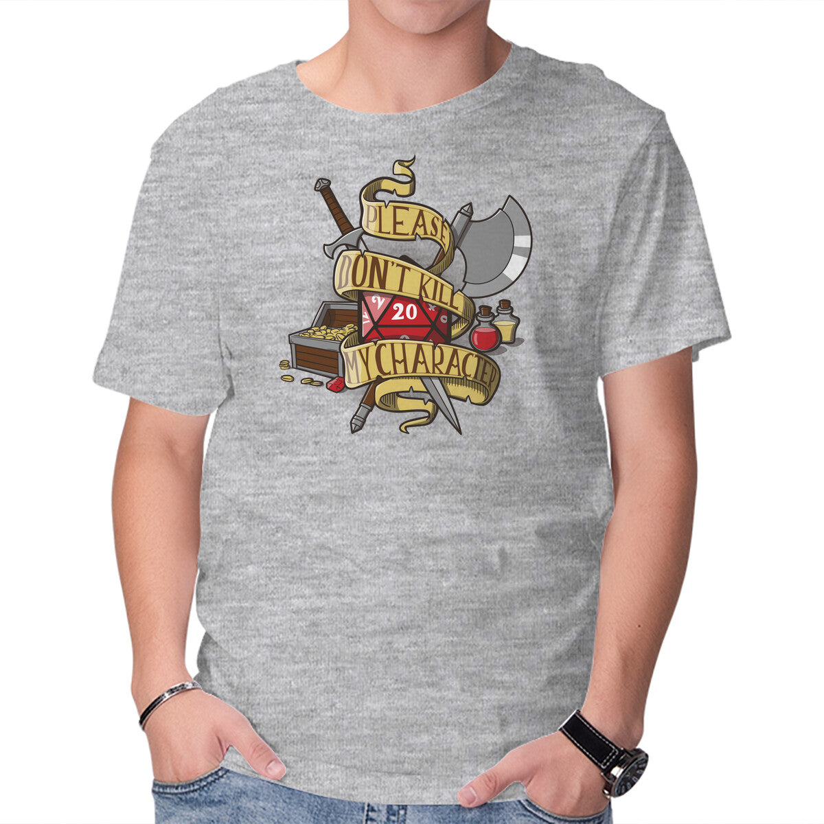 Unisex Crew Neck T-Shirt Don t Kill my Character Graphic Short Sleeve Casual Tee L