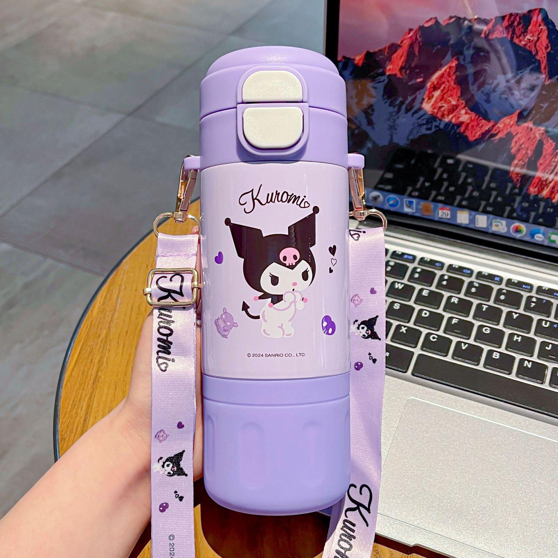 

Cartoon Kettle Large Capacity Double Drink Cartoon Cup Sanrio Licensed Thermos Cup Disney Cup Straw Cup Baby Water Bottles темно-фіолетовий колір