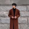 Men's Mid-Length Korean Style Wool Trench Coat - Autumn/Winter, Thickened, Over-the-Knee, Loose Fit