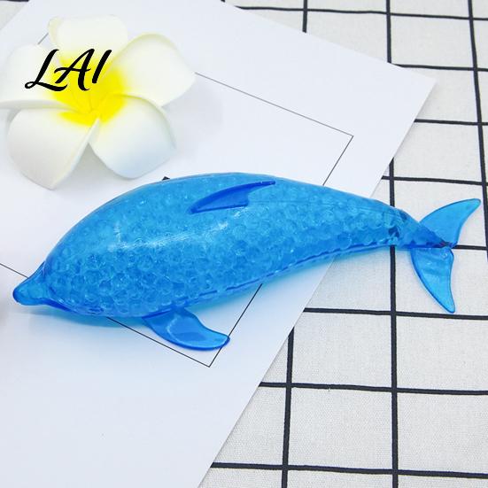 Anxiety Relief Shark Toy Bead-Filled Squeeze Stress Blue Dolphin Sensory TPR Soft Ball Simulation Sea Animal Pinch Fidget Office Desk