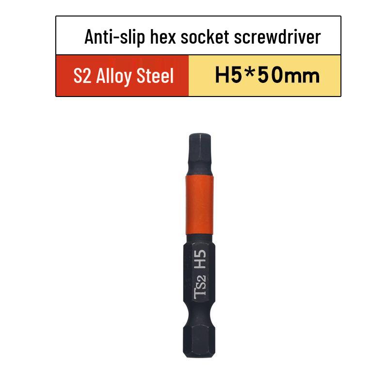 Hexagonal Magnetic Shock-Resistant S2 Screwdriver Bits for Electric and Pneumatic Drills