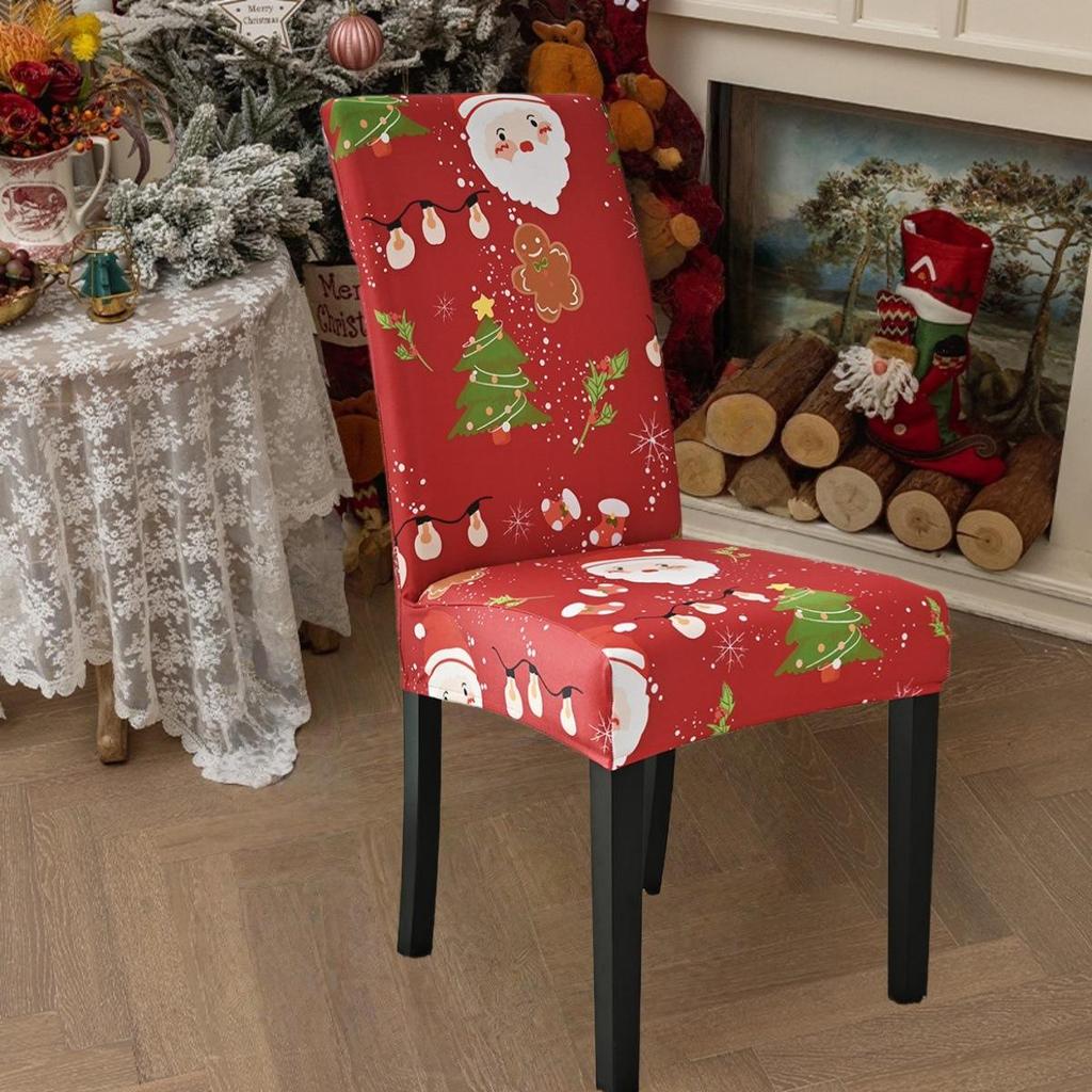 Christmas Chair Covers for Dining Room Kitchen Party Hotel Banquet Restaurant Office Stretch Seat Cover Housse De Chaise 1pc