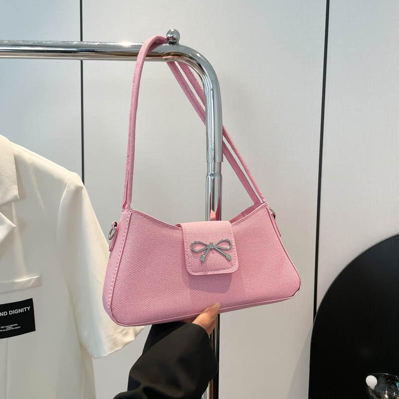 Bow Foreign Style Niche High-end Baguette Bag 2025 Spring New Women's Bag Fashion Single Shoulder Casual Armpit Bag