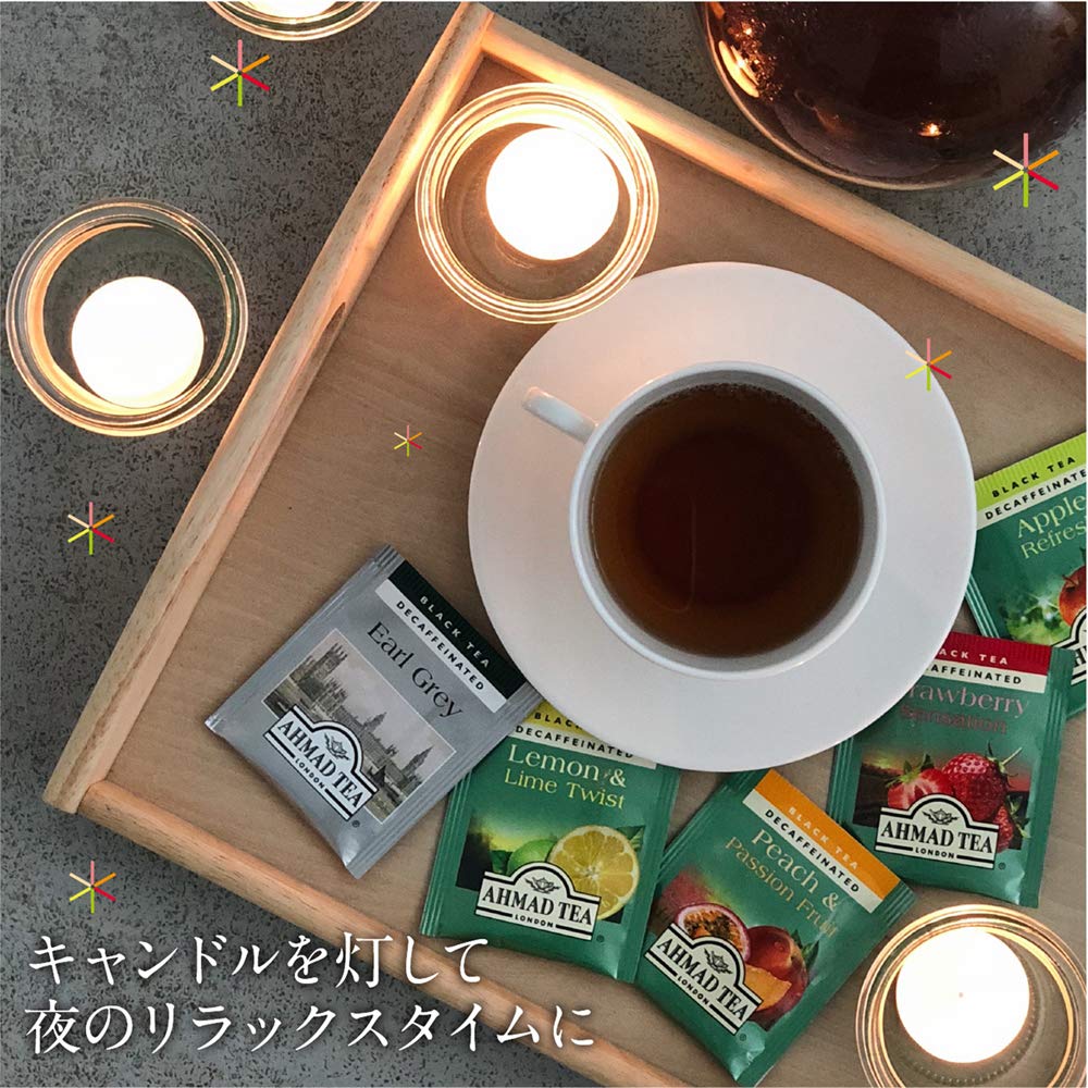 [Set] AHMAD TEA Decaf Tea Bag Assortment, 80 Tea Bags (20 Tea Bags Per Pack, 2 Each, Earl Grey and Fruit Selection)