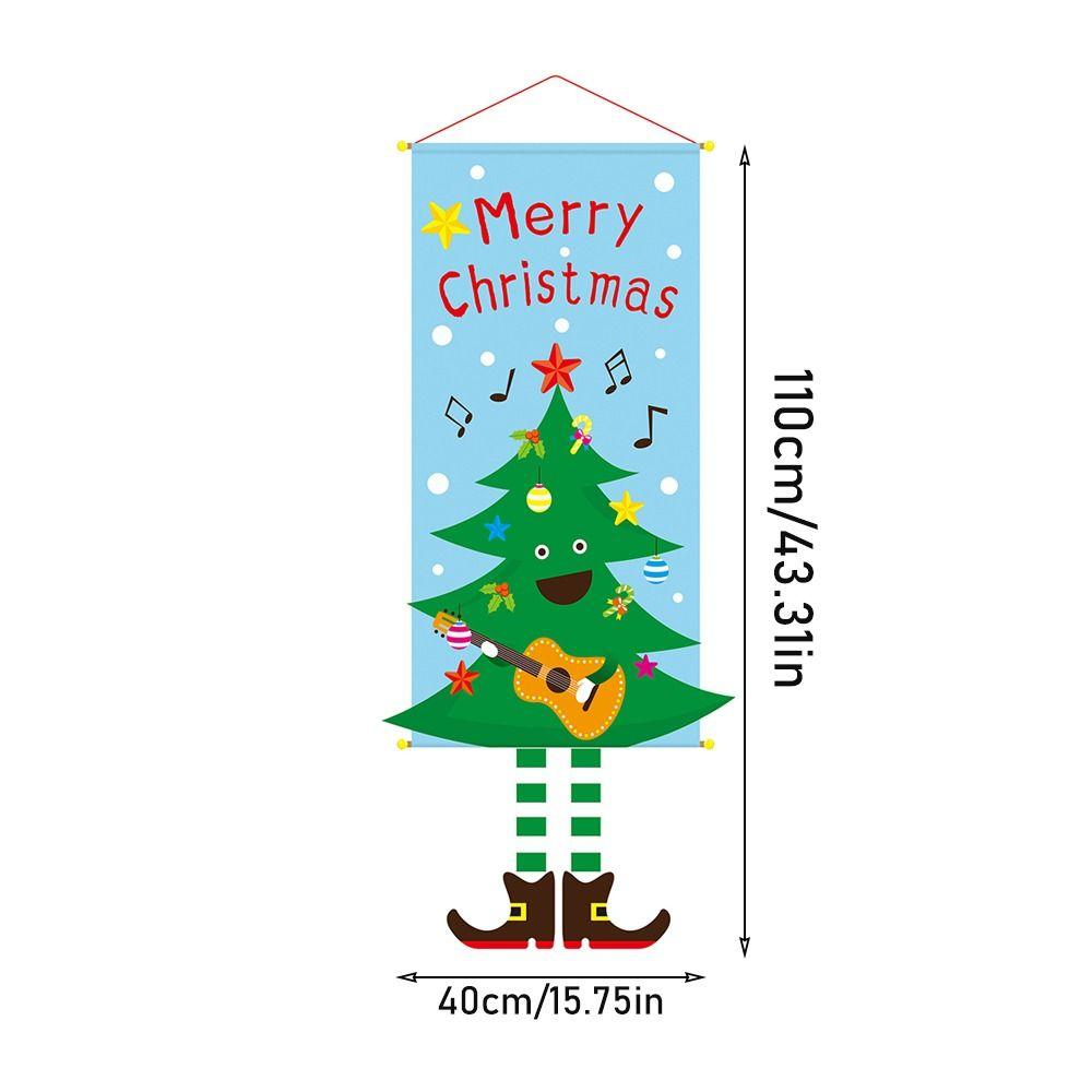 Cartoon 110cm Christmas Hanger Flag Snowman EIK Hanging Flag Navidad Santa Claus Christmas Backdrop Party Decor