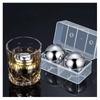 Ecentaur Reutilizável Aço Inoxidável Cubo de Gelo Metal Bolas de Pedra de Uísque para Bebidas Conjunto de 2 5,5cm