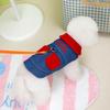 Pet dog clothes autumn and winter thickened warm denim cotton-padded clothes with traction ring vest