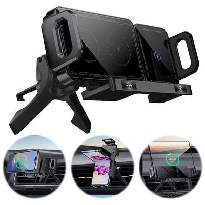 Car Wireless Charger 15W Dual Coil Car Vent Phone Holder Fast Charging Cell Phone Holder for Smartphone/Pad/Foldable Phone