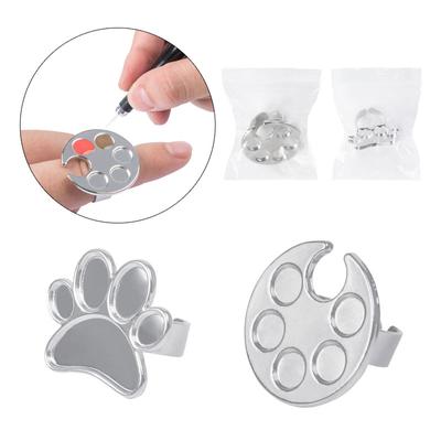 1 Stück Mini Nail Art Farbpalette Niedliche Runde/Fußabdruck Design Fingerring Mischen UV Gel Polnisch Malerei Platte Maniküre Werkzeuge