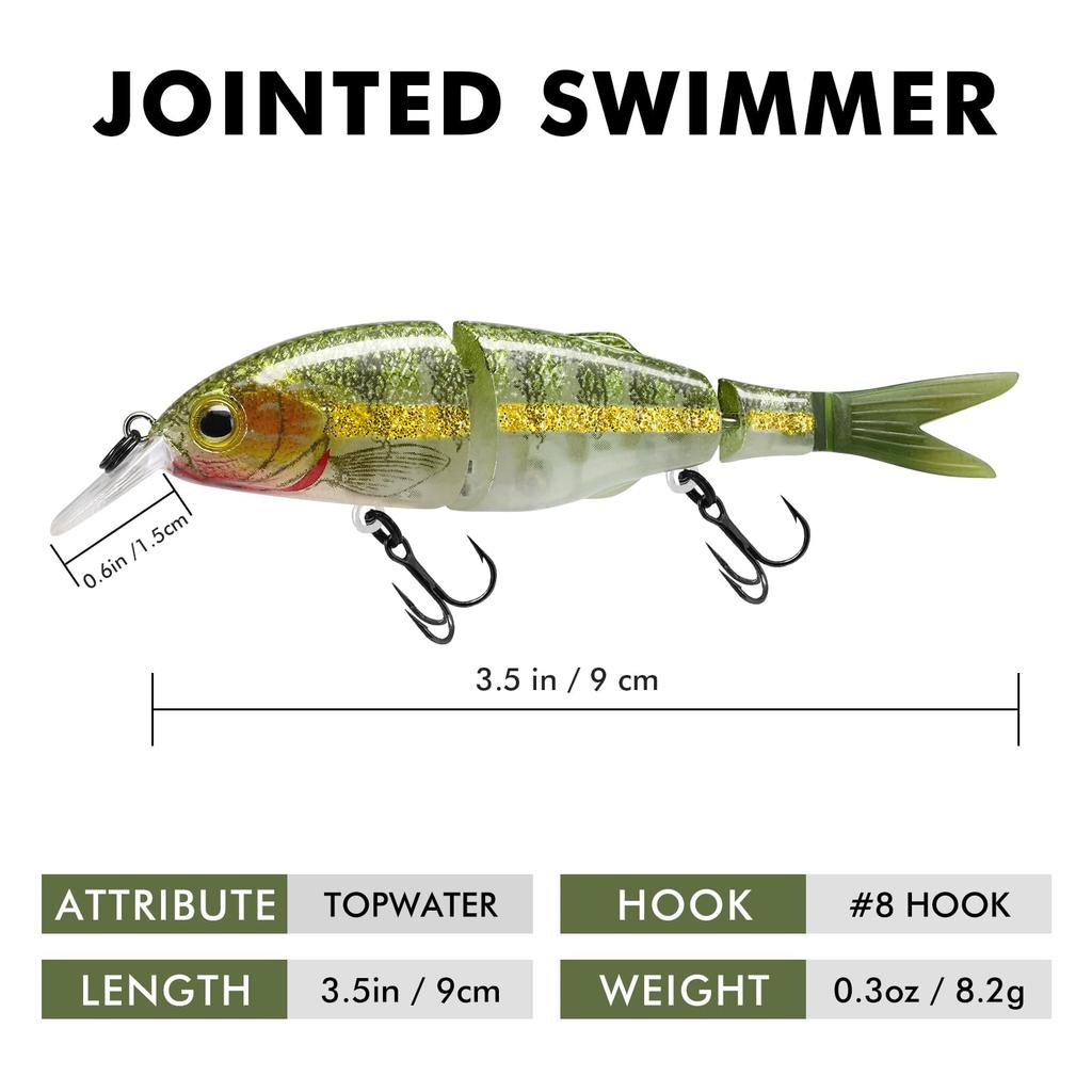 TRUSCEND Swimbait Metal Glidebait Crankbait Split Bass Fishing Lure for Saltwater Freshwater Hard Lure for Bass High-Strength Multi-Jointed &