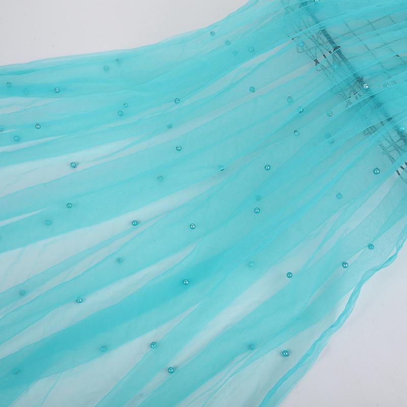3D Pearl Beaded Mesh Wedding Dress Table Runner