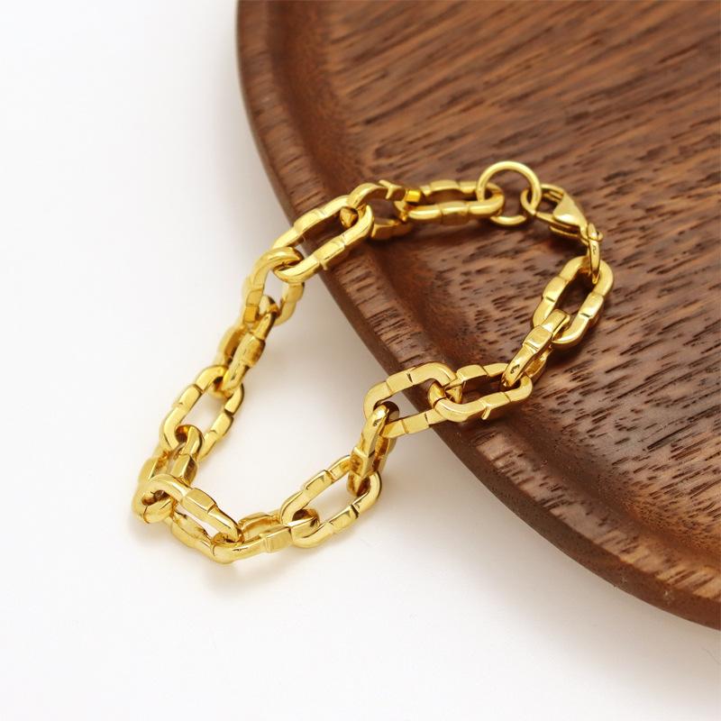 Stainless Steel Gold Bracelet Men'S High-End Niche Metal Wind Chain Titanium Steel Hand Jewelry