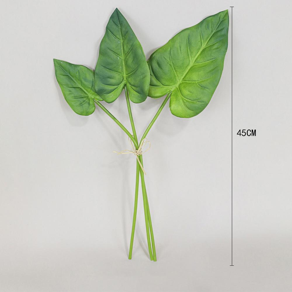 

3PCS Green Artificial Palm Leaves PU Acesorries Greenery Leaves Photo Props Water Chestnut Leaves Simulation Leaf