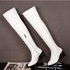 2025 Pure Color Elastic Pu Knee Boots Plus Size Round Toe Thick Heel Side Zipper Warm Inner Sleeve Slip On Long Women's Boots