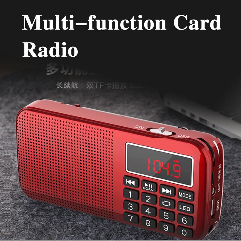 Radio Portatili FM Radio Digitale Radio Ricaricabile Lettore USB/SD/TF/AUX Torcia Sveglia Display LED