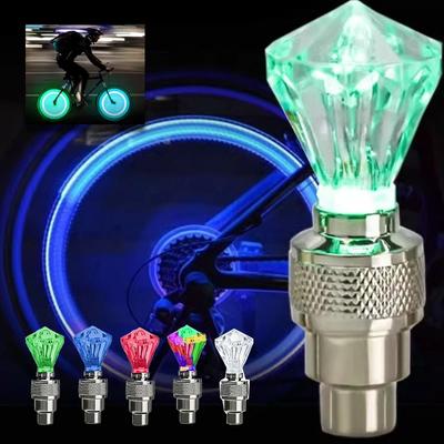 Vibrationsaktivierte Regenbogen-Ventillichter für Motorrad Fahrrad Speichenrad Blinkende Reifenlampe Mountainbike Zubehör Teile