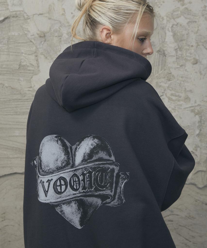 VOONT Metallic Heart Over-Fit Hoodie (Charcoal)