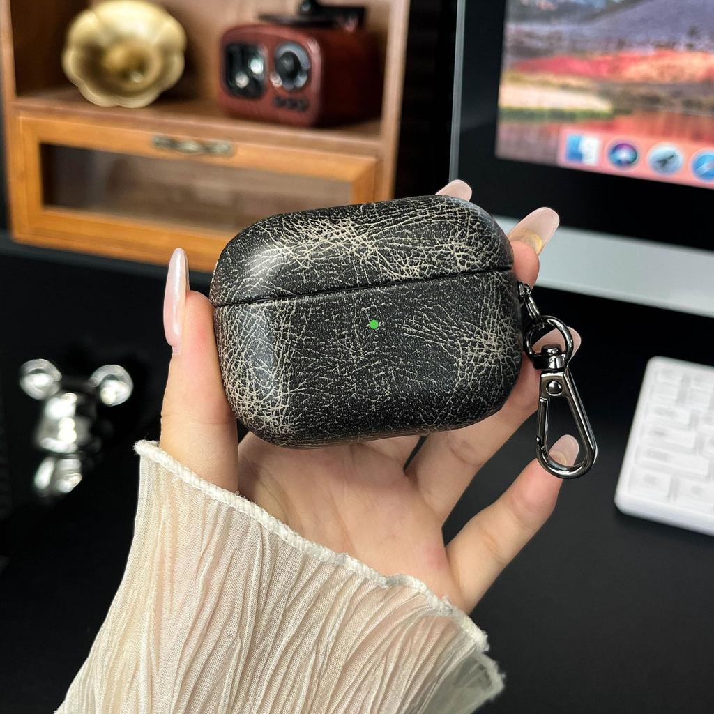 Oily leather retro leather pu imitation leather suitable for Apple airpodspro1 Apple 1st generation solid color earphone case