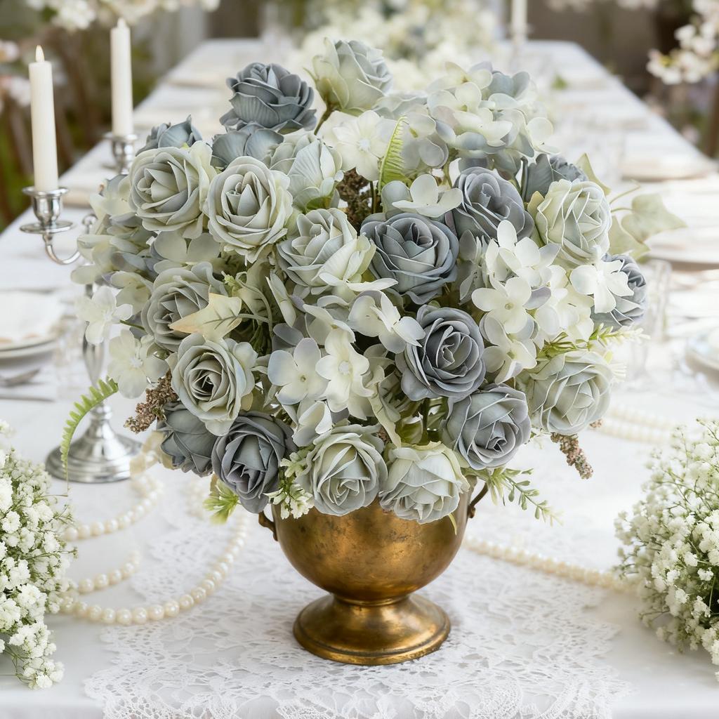 Silk Artificial Simulation Flower Rose Festival Home Room Table Vase Outdoor Garden Wedding Wreath Bridal Bouquet Decor DIY Gift