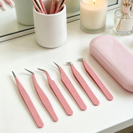 Lash Extension Tweezers for False Eyelashes Stainless Steel Lash Tweezers for Precise Eyelash Placement And Removal Rust-Proof Makeup Tool for