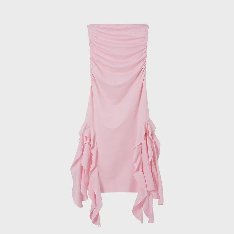 2024 Spring/Summer European-American Trend One-Shoulder Tube Top Slim Fit Irregular Dress for Women