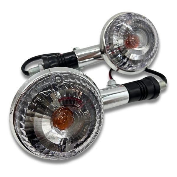 JYFACTORY Yamaha Universal Round Turn Signal, 12 V, Left & Right Motorcycle Replacement, Repair, Clear, Set of 2