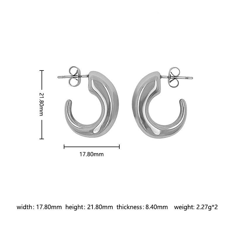 European INS Fashion 18K Gold Stainless Steel Hollow Elephant Trunk & Smooth Cow Horn Shaped Stud Earrings for Women