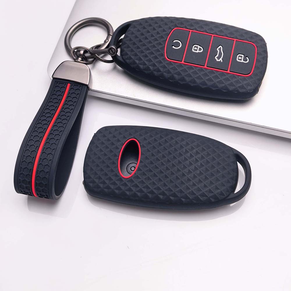Key Fob Cover for Chery Tiggo with Keychain Anti-Scratch Guard Shockproof Protection Soft Grip Texture Responsive Button Touch Dust Resistant Cover