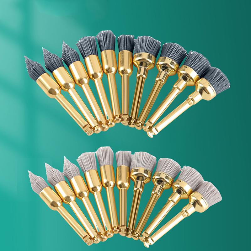 10Pcs Dental Polishing Brush Aluminium Oxide/Silicon Carbide Polishing Prophy Brushes For Contra Angle Handpiece