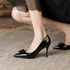 6-Pointed stiletto high heels women's new patent leather side empty high heels single shoes