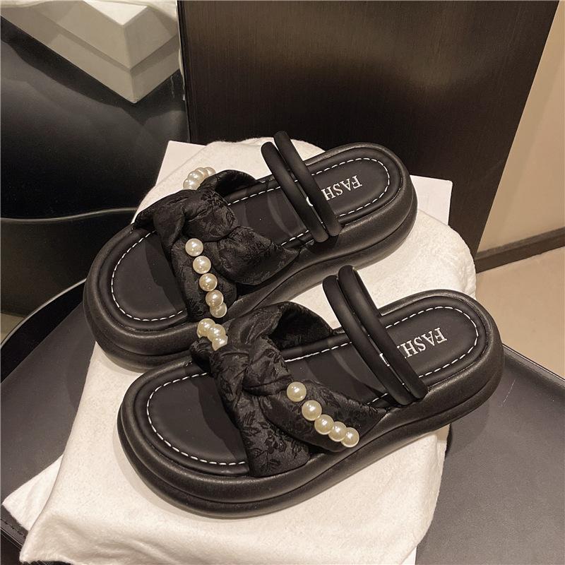 Casual versatile platform Boken slippers women's 2025 summer new wear heightening one-word cool slippers women's shoes