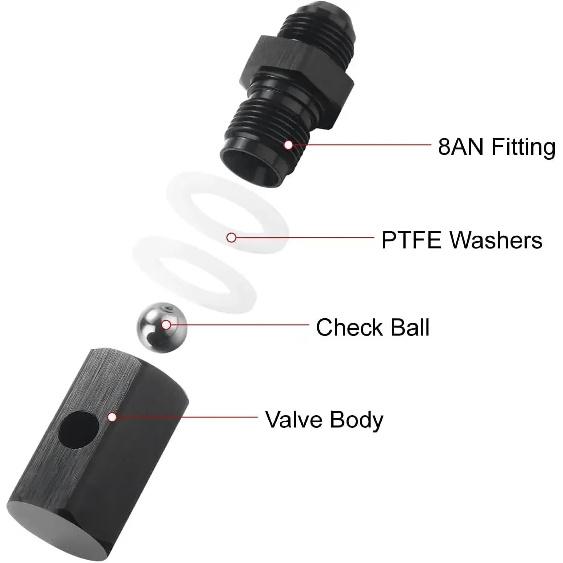 6AN 8AN 10AN Male Fuel Cell Tank Rollover Vent Valve Aluminum Black with valve exhaust system