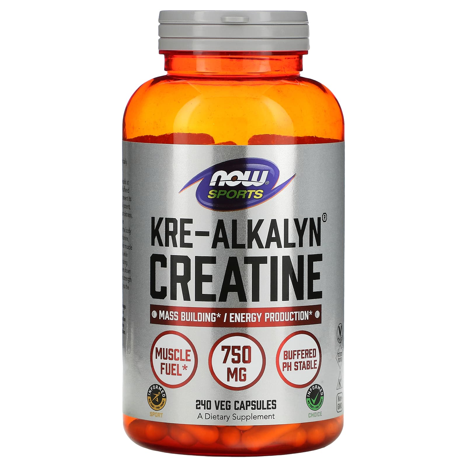

Sports, Kre-Alkalyn Creatine, 1,500Mg, 240 Veggie Caps (750Mg per Capsule)