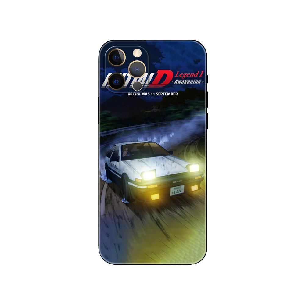 Initial D AE86 Car Phone Case for Iphone 5 5s Se 6 6s 7 8 Plus X 10 XR XS 11 12 13 Mini Pro MAX Black Tpu Back Cover