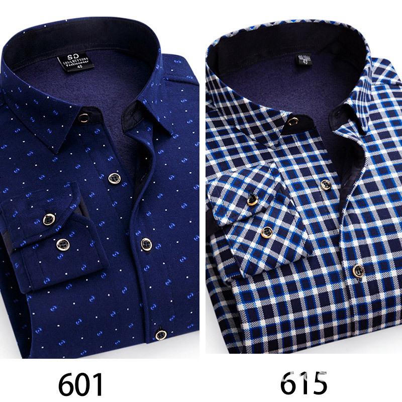 2024 Herren Kariertes Langarm Dickes Warmes Hemd für Herbst und Winter