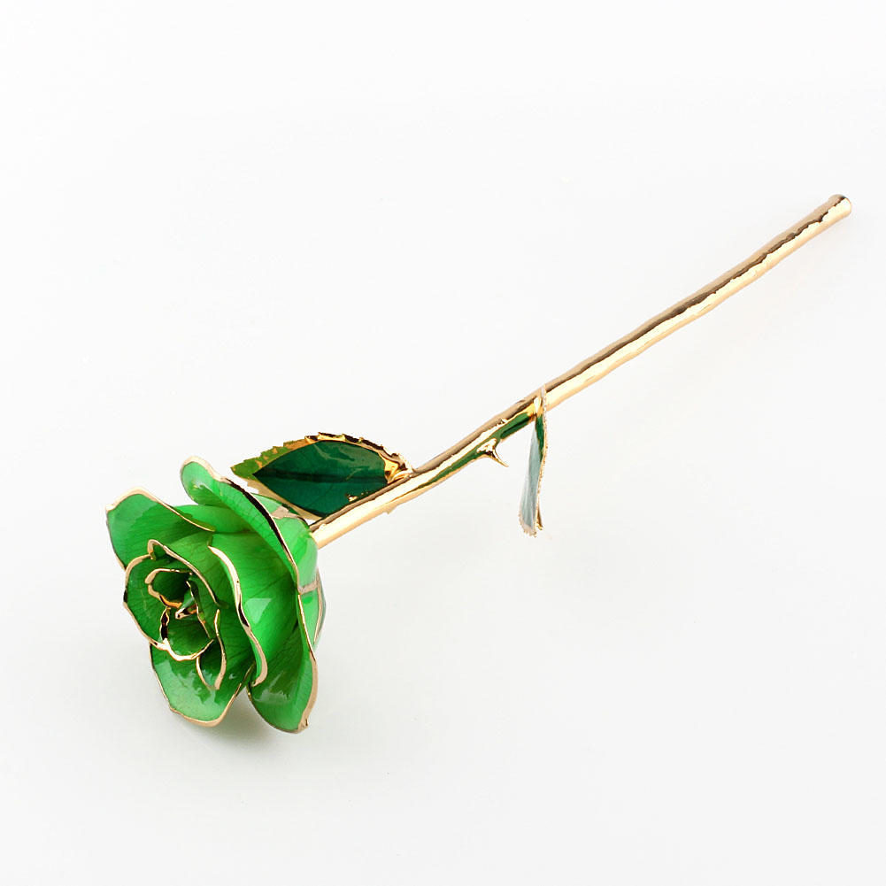Deep Green Gold Rose, ZJchao Gold Rose Love Forever Long Stem Dipped 24k Rose Foil Trim Gifts