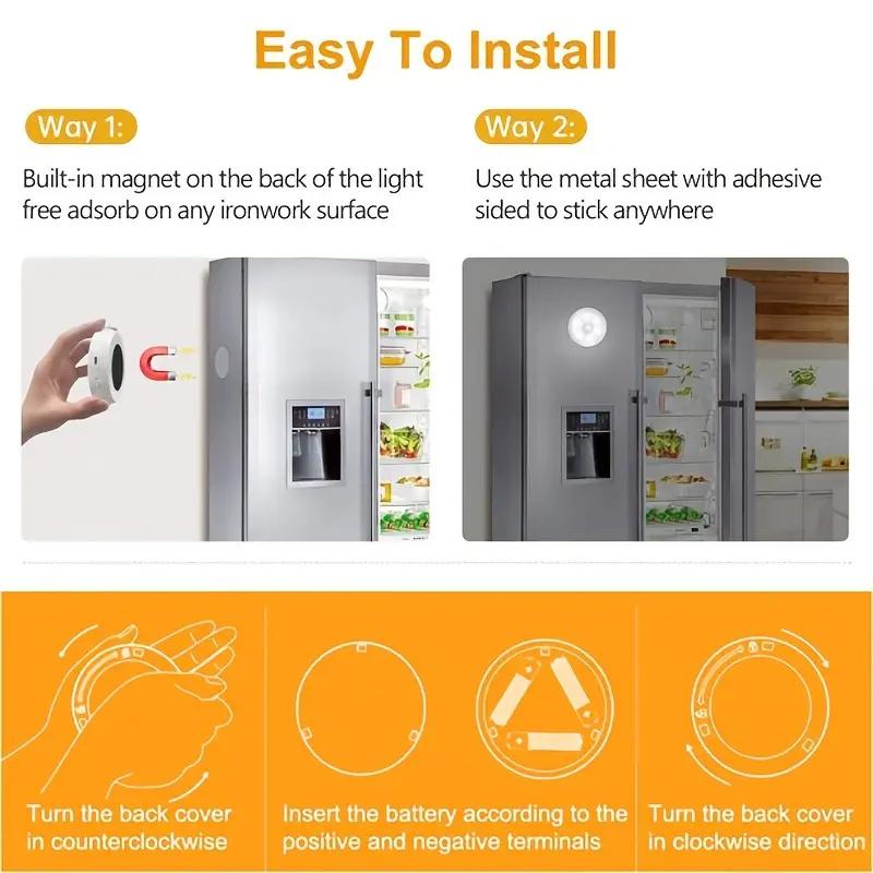 1/3pcs 6LED Motion Sensor Night Light LED Closet Lights Under Cabinet Lights Wireless Wall Puck Lamp For Stair Step Hallway