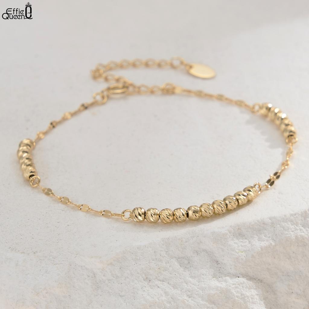 EFFIE QUEEN Elegantes 925 Sterling Silber Charm-Kugel Perlenkettenarmband 3mm Perlen Verlobungsparty Schmuck Zubehör APB11