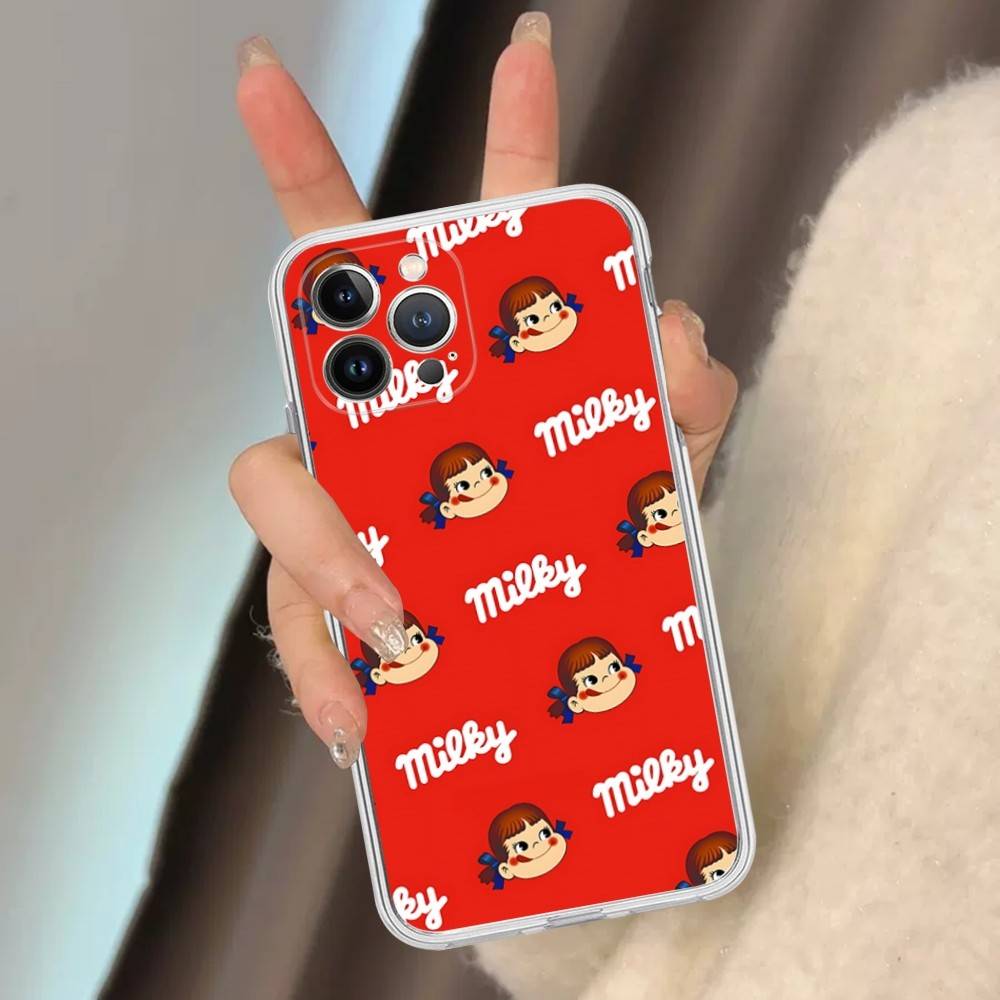 Cartoon Cute M-milky P-pekochan Transparent Phone Case For IPhone 16 15 14 13 12 11 Pro Max Plus Soft Cover