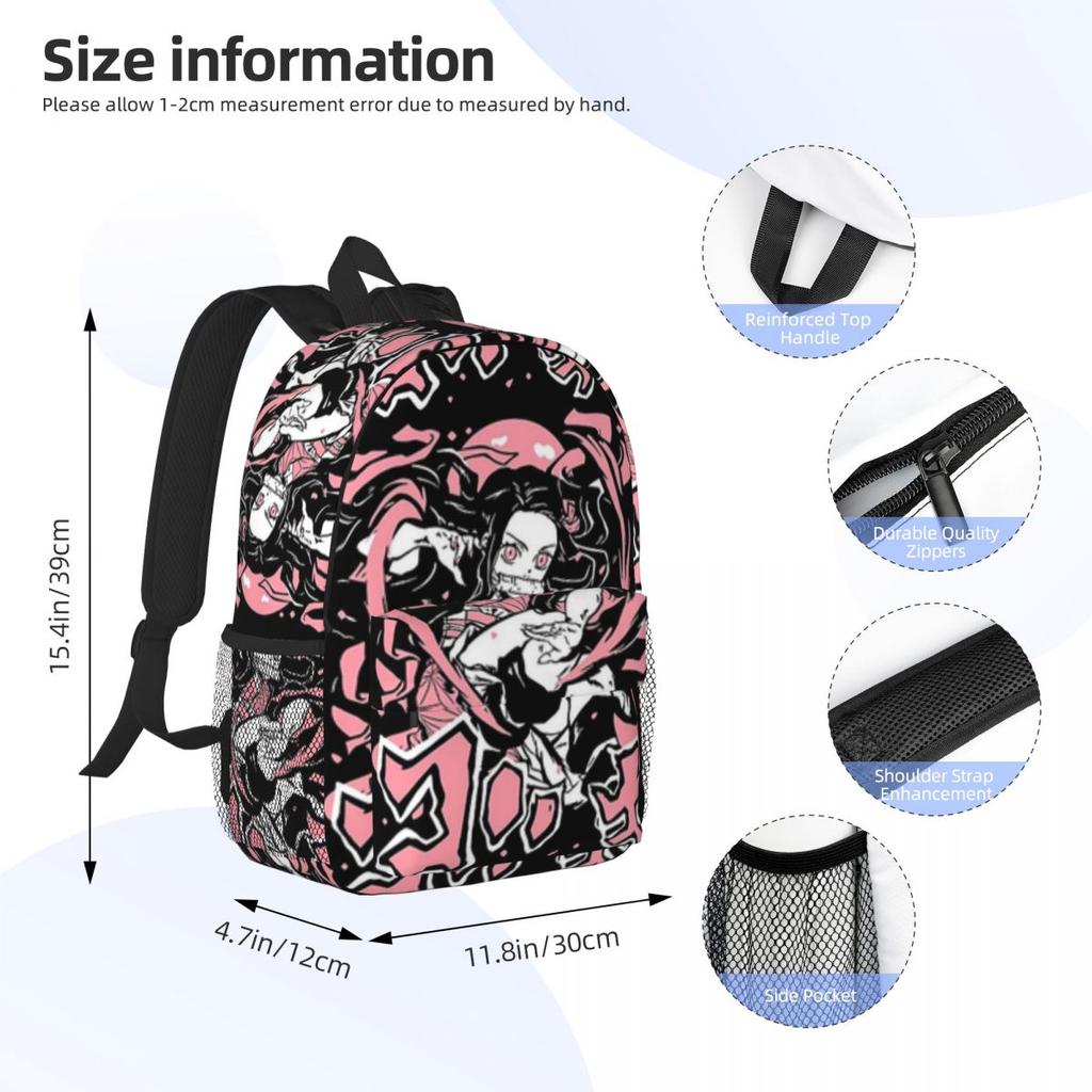 Demon Slayer Printed Lightweight Casual Schoolbag For School Outdoor Shopping Office 15inch