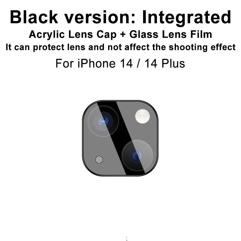 

IMAK Tempered Glass Lens Protector+Acrylic Lens Cap for iPhone 14/14 Plus,Anti-abrasion Camera Lens Film (Black Version) Type A