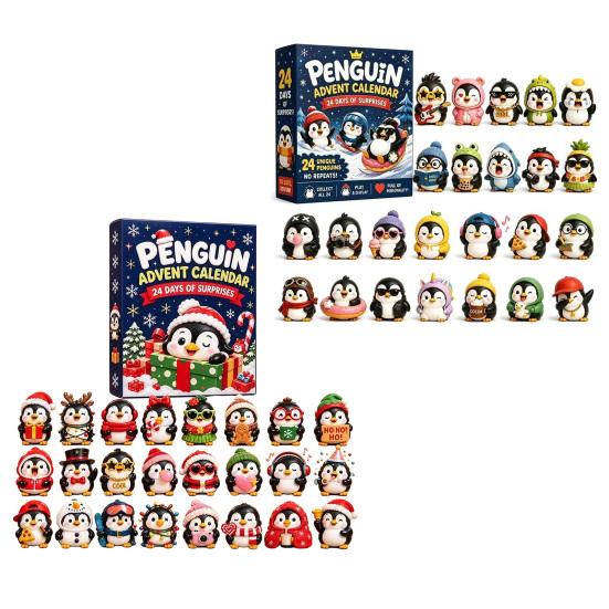 Winter Holiday Party Favors 3D Penguin Advent Calendar 2026, 24 Days Mini Figures Family Activity Christmas Countdown Calendar, Collectible