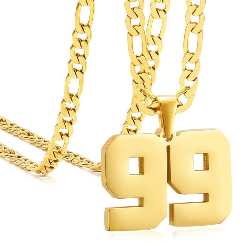 

Men s Sports Digital Necklace with Stainless Steel Pendant - Baseball, Basketball, Football Team, Gold 99