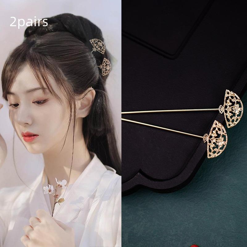 

2 пары Древняя китайская заколка для волос Жемчуг Классическая заколка для волос династии Тан Кисточка Элегантный цветок Гребень для волос