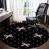 1pc Polka Dots Pink Bows Chair Carpet for Office Non Slip, Machine Washable Rug for Office, Room Holiday Decor for Christmas, Birthday Polyester