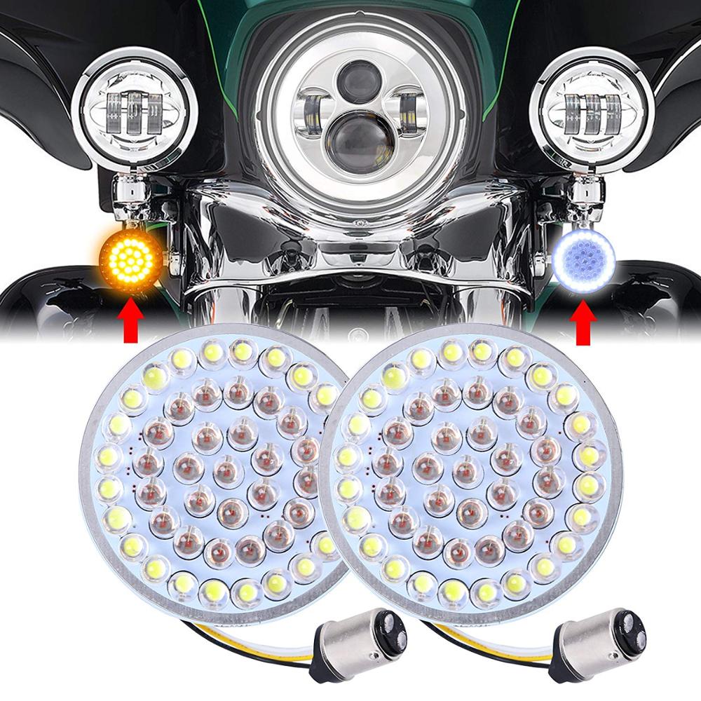 2 Inch Front Turn signal Motorcycle Led Light for Harleys and Rear LED Turn Signal Light Amber