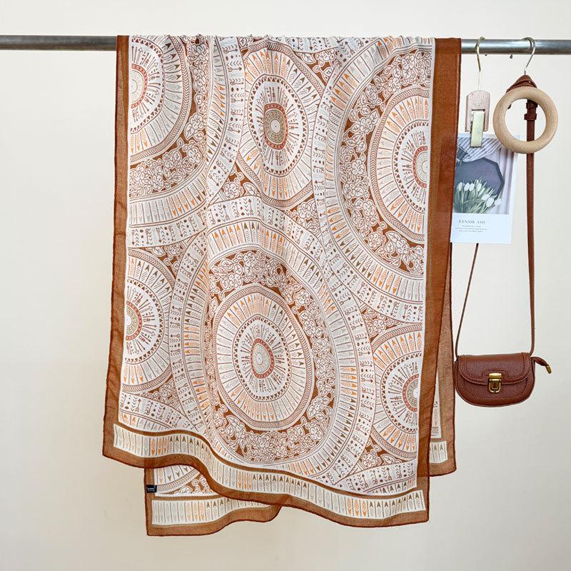 

Новый универсальный стиль Простой и элегантный литературный геометрический шарф с принтом круга для женщин Повседневный контрастных цветов для путешествий шаль 85*180