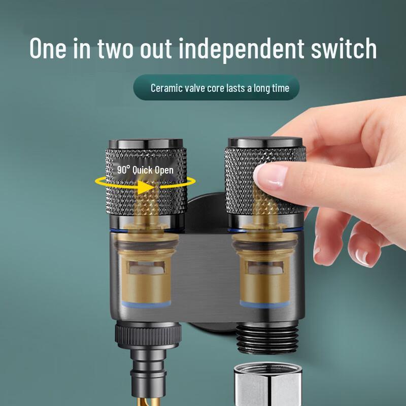 HuiJia Quick-Connect Washing Machine Faucet with Stop Valve
