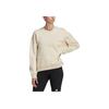 adidas Solid Color Logo Print Crew Neck Pullover Sweatshirt Women Tops Apricot HN4220