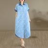 Short Sleeve Plus Size Cotton Vintage Floral New In Dresses for Women Casual Loose Long Summer Shirt Dress